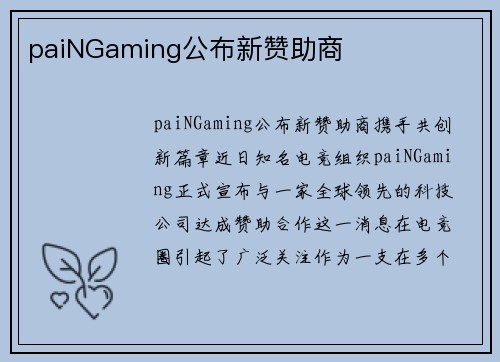 paiNGaming公布新赞助商