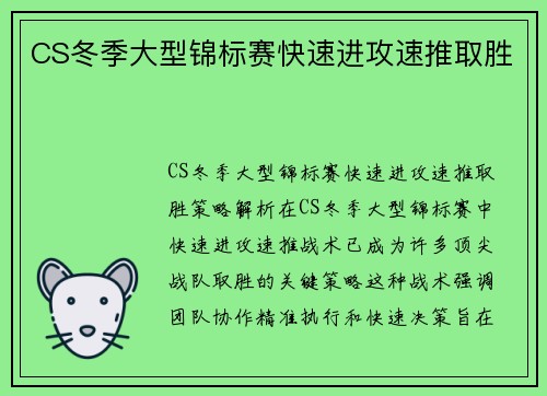 CS冬季大型锦标赛快速进攻速推取胜