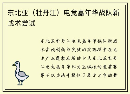 东北亚（牡丹江）电竞嘉年华战队新战术尝试